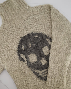 Alexander McQueen Beige Oversized High Neck Jumper with Skull Detail Size S (UK 8)