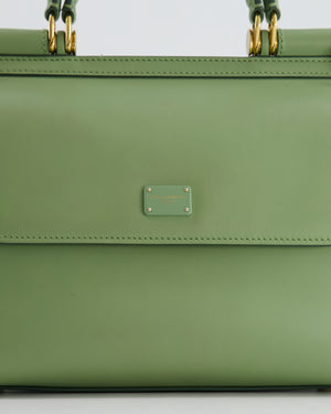 Dolce 
Gabbana Pistachio Green Sicily 58 Top Handle Bag With Gold Hardware RRP £1,600