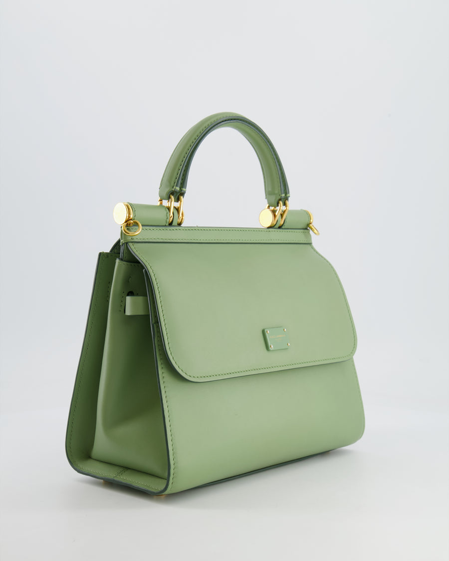 Dolce 
Gabbana Pistachio Green Sicily 58 Top Handle Bag With Gold Hardware RRP £1,600