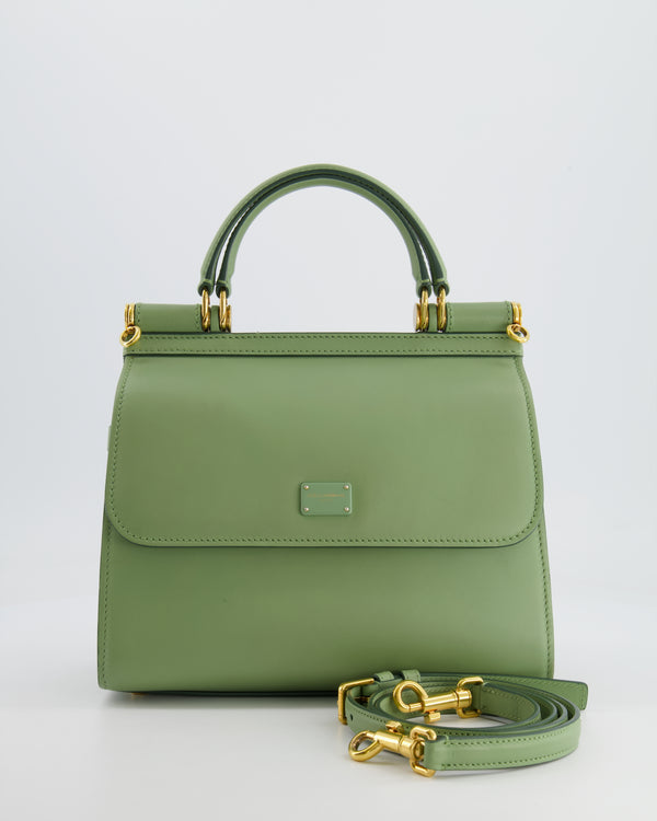 Dolce 
Gabbana Pistachio Green Sicily 58 Top Handle Bag With Gold Hardware RRP £1,600