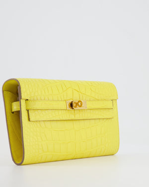 *RARE* Hermès Kelly To Go Bag in Jaune Mimosa Alligator Mississippiensis Leather with Gold Hardware