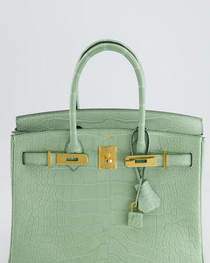 *SUPER RARE* Hermés Birkin 30cm Retourne Bag in Vert d
Eau Alligator Mississippiensis with Gold Hardware