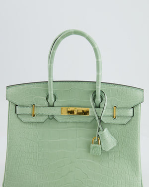 *SUPER RARE* Hermés Birkin 30cm Retourne Bag in Vert d
Eau Alligator Mississippiensis with Gold Hardware