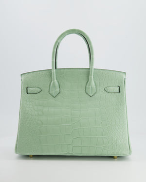 *SUPER RARE* Hermés Birkin 30cm Retourne Bag in Vert d
Eau Alligator Mississippiensis with Gold Hardware