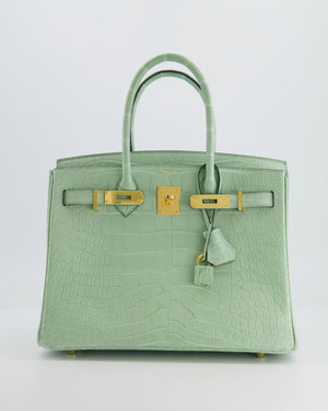 *SUPER RARE* Hermés Birkin 30cm Retourne Bag in Vert d
Eau Alligator Mississippiensis with Gold Hardware