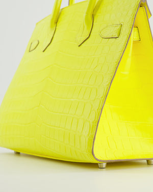 *RARE* Hermès Birkin 30cm Bag Replica Jewelry
 in Jaune Citron Crocodile Niloticus with Palladium Hardware