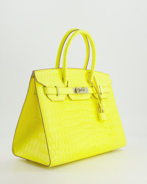 *RARE* Hermès Birkin 30cm Bag Replica Jewelry
 in Jaune Citron Crocodile Niloticus with Palladium Hardware