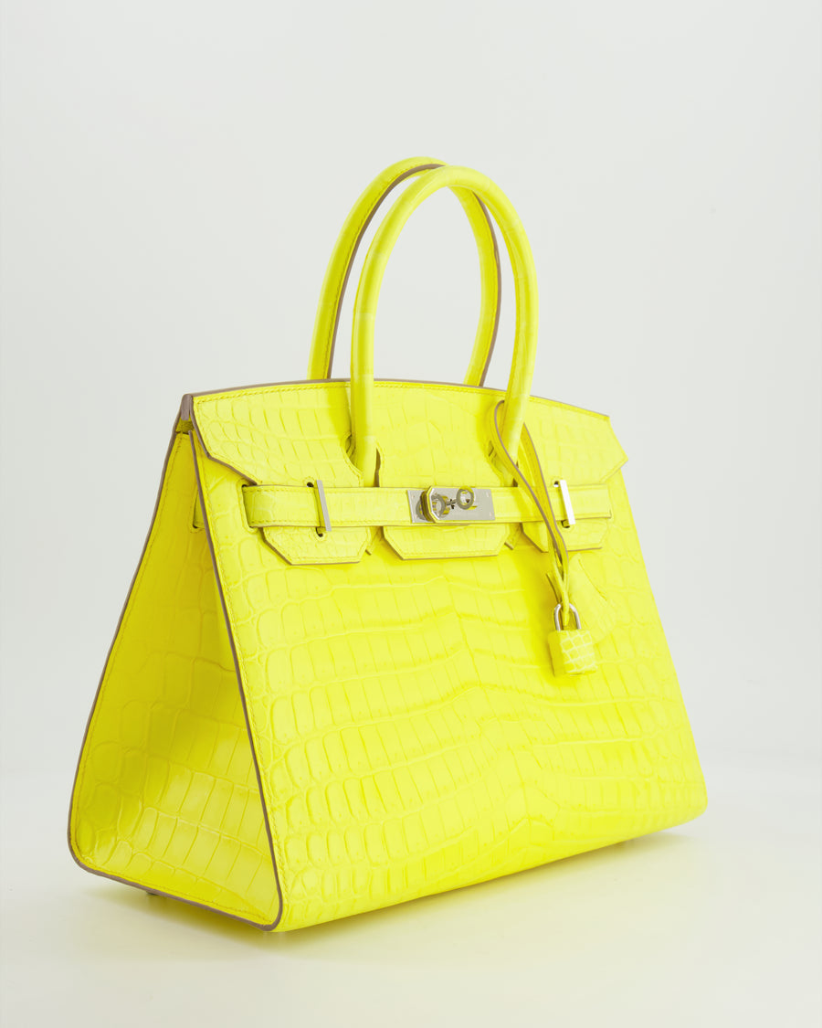 *RARE* Hermès Birkin 30cm Bag Replica Jewelry
 in Jaune Citron Crocodile Niloticus with Palladium Hardware