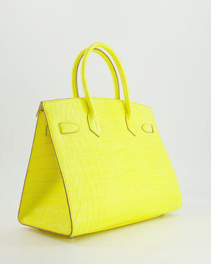 *RARE* Hermès Birkin 30cm Bag Replica Jewelry
 in Jaune Citron Crocodile Niloticus with Palladium Hardware