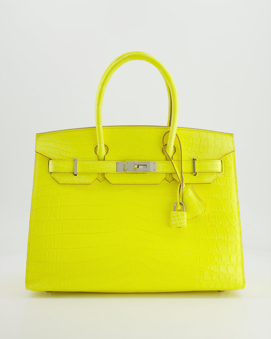 *RARE* Hermès Birkin 30cm Bag Replica Jewelry
 in Jaune Citron Crocodile Niloticus with Palladium Hardware