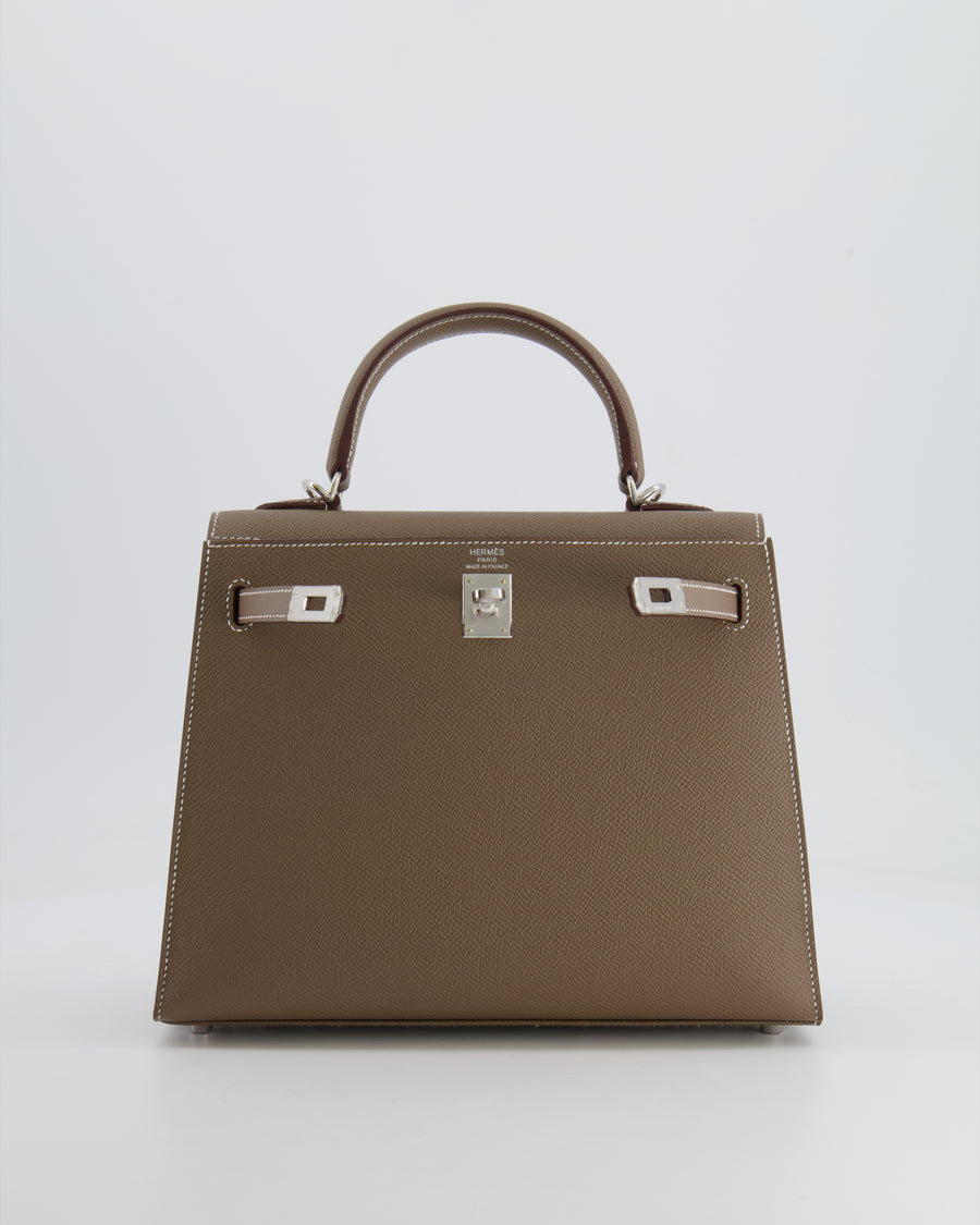 Hermès Kelly Replica Jewelry
 25cm Bag in Etoupe Epsom Leather with Palladium Hardware