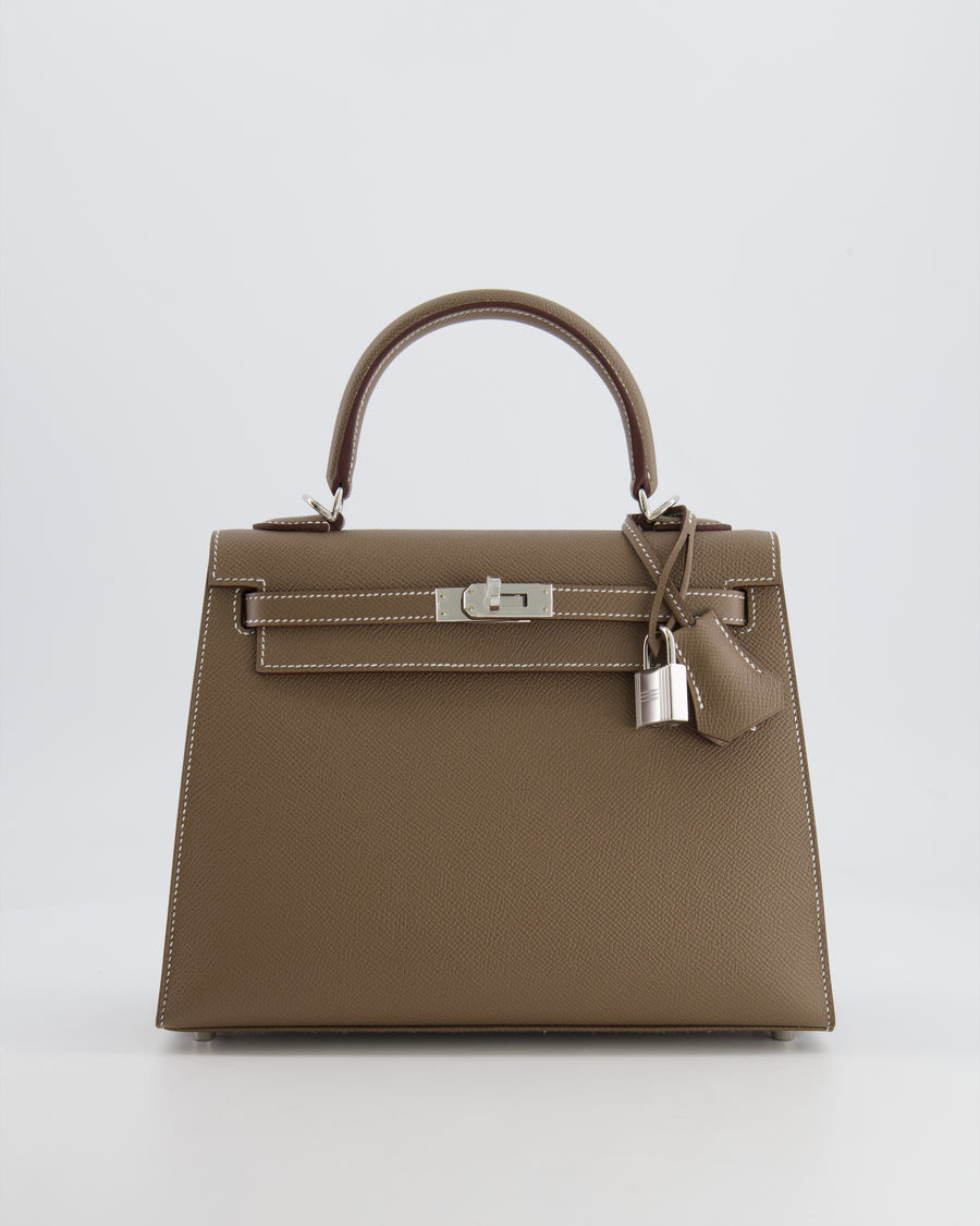 Hermès Kelly Replica Jewelry
 25cm Bag in Etoupe Epsom Leather with Palladium Hardware