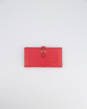 Hermès Bearn Wallet in Bougainvillea with Palladium Hardware