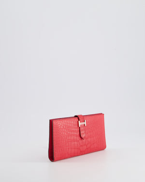 Hermès Bearn Wallet in Bougainvillea with Palladium Hardware