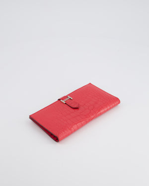 Hermès Bearn Wallet in Bougainvillea with Palladium Hardware