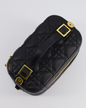 Christian Dior Black Cannage Lambskin Diortravel Vanity Case with Gold Hardware