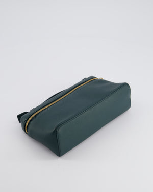 Loro Piana Dark Green Leather Extra Pocket Pouch Bag with Gold Hardware