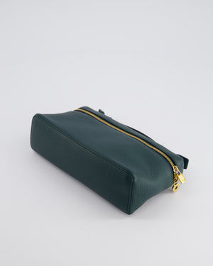 Loro Piana Dark Green Leather Extra Pocket Pouch Bag with Gold Hardware