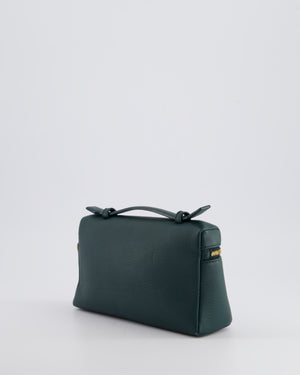 Loro Piana Dark Green Leather Extra Pocket Pouch Bag with Gold Hardware