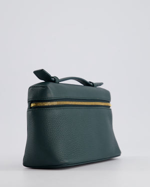 Loro Piana Dark Green Leather Extra Pocket Pouch Bag with Gold Hardware