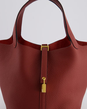 *HOT COLOUR* Hermès Picotin Bag 22cm in Rouge H Clemence Leather with Gold Hardware