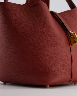 *HOT COLOUR* Hermès Picotin Bag 22cm in Rouge H Clemence Leather with Gold Hardware