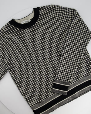 Christian Dior Black Houndstooth Long Sleeve Logo Jumper Size FR 34 (UK 6)