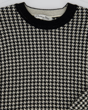 Christian Dior Black Houndstooth Long Sleeve Logo Jumper Size FR 34 (UK 6)