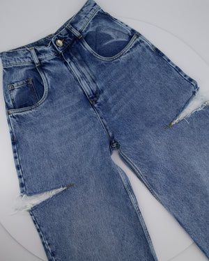 Maison Margiela Blue Stone Wash High-Waist Jeans with Side Split Detail Size FR 36 (UK 8)