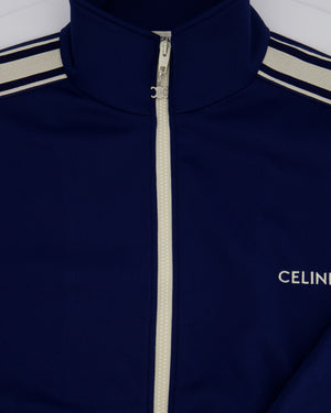 Celine Blue Two-Piece Tracksuit Set with Logo and Stripe Trim Size XS/S (UK 6/8)