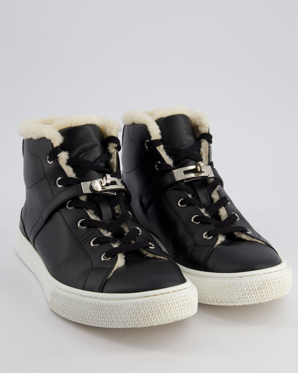 Hermès High Top Day Sneaker in Black with Palladium Hardware Size EU 41