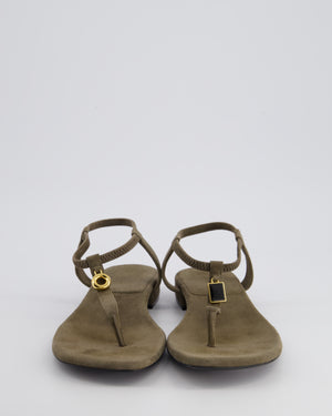 Loro Piana Grey T Bar Suede Sandals Size EU 40