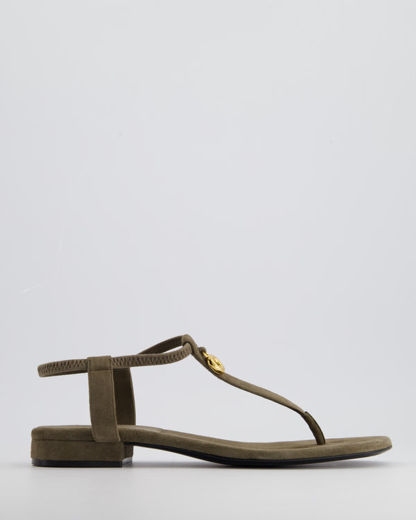 Loro Piana Grey T Bar Suede Sandals Size EU 40