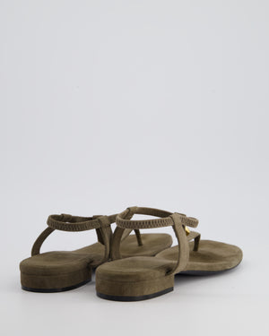 Loro Piana Grey T Bar Suede Sandals Size EU 40