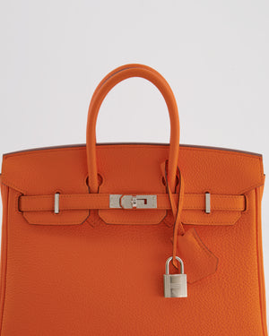 Hermès Birkin 25cm in Orange Minium Togo Leather with Palladium Hardware