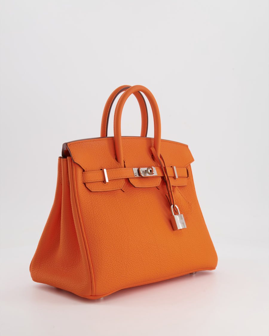 Hermès Birkin 25cm in Orange Minium Togo Leather with Palladium Hardware