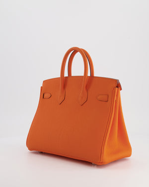 Hermès Birkin 25cm in Orange Minium Togo Leather with Palladium Hardware