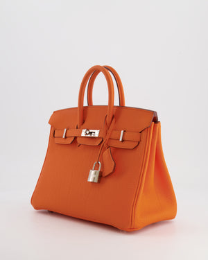 Hermès Birkin 25cm in Orange Minium Togo Leather with Palladium Hardware