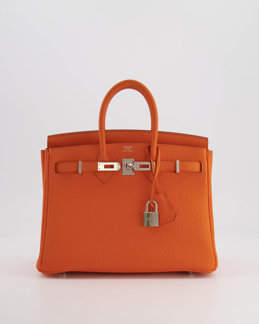 Hermès Birkin 25cm in Orange Minium Togo Leather with Palladium Hardware