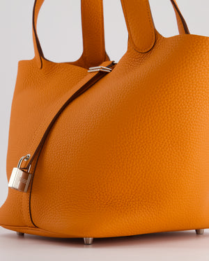 Hermès Picotin Bag 22cm in Orange Clemence Leather with Palladium Hardware