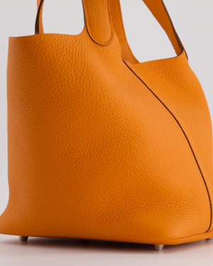 Hermès Picotin Bag 22cm in Orange Clemence Leather with Palladium Hardware