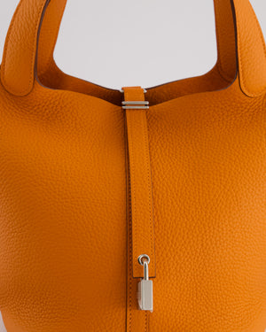 Hermès Picotin Bag 22cm in Orange Clemence Leather with Palladium Hardware