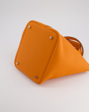 Hermès Picotin Bag 22cm in Orange Clemence Leather with Palladium Hardware