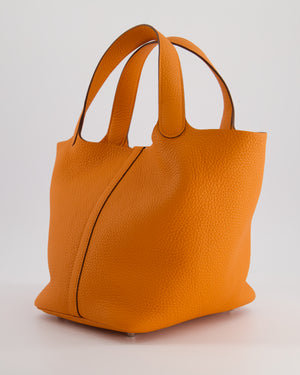 Hermès Picotin Bag 22cm in Orange Clemence Leather with Palladium Hardware