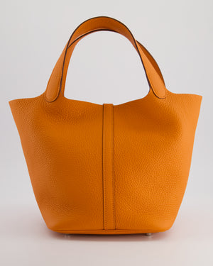 Hermès Picotin Bag 22cm in Orange Clemence Leather with Palladium Hardware