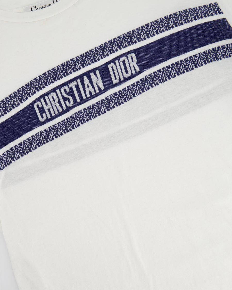 Christian Dior White Logo Print Short Sleeve T-Shirt Size M (UK 10)