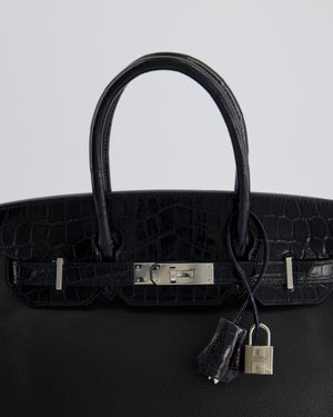 `*HOLY GRAIL* Hermés Birkin 30cm Retourne Bag in Black Novillo Leather 
Touch Alligator with Palladium Hardware