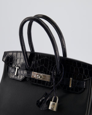 `*HOLY GRAIL* Hermés Birkin 30cm Retourne Bag in Black Novillo Leather 
Touch Alligator with Palladium Hardware