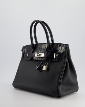 `*HOLY GRAIL* Hermés Birkin 30cm Retourne Bag in Black Novillo Leather 
Touch Alligator with Palladium Hardware