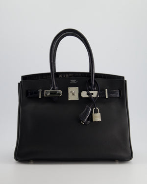 `*HOLY GRAIL* Hermés Birkin 30cm Retourne Bag in Black Novillo Leather 
Touch Alligator with Palladium Hardware